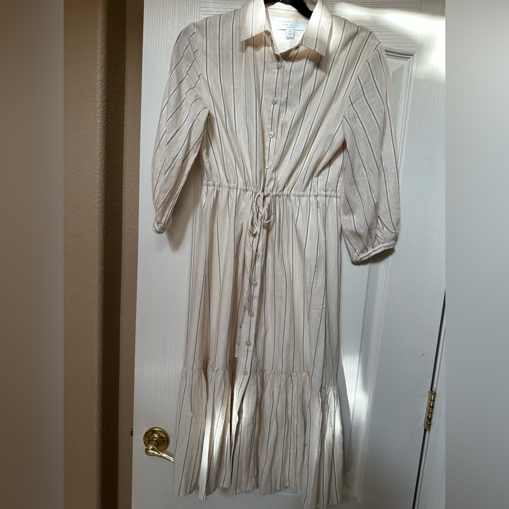 Ann Taylor Petite AT Weekend Dobby Flare Midi Dress Women's